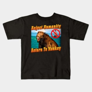 Reject Humanity Return To Monkey Meme Island Vibes Kids T-Shirt